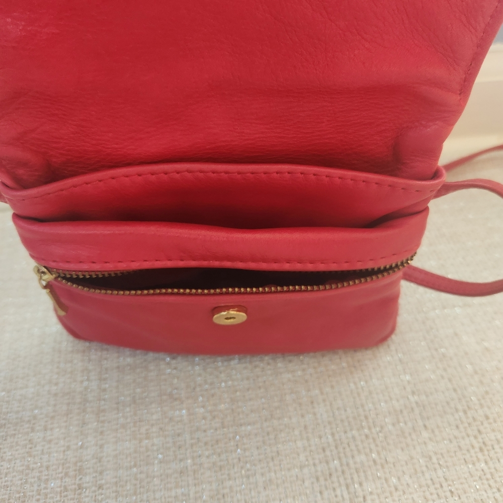 SOLD Red Leather Mini Small Crossbody Bag - Picture 5 of 16